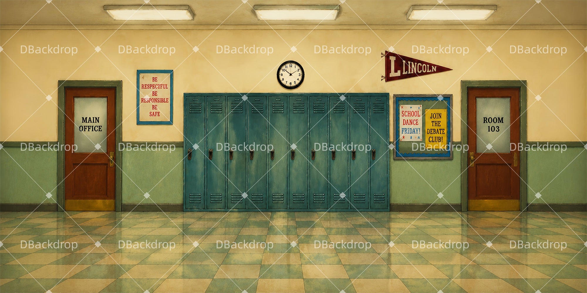 Large Stage Backdrops School Locker Corridor Theater Backdrops LXX65-T84