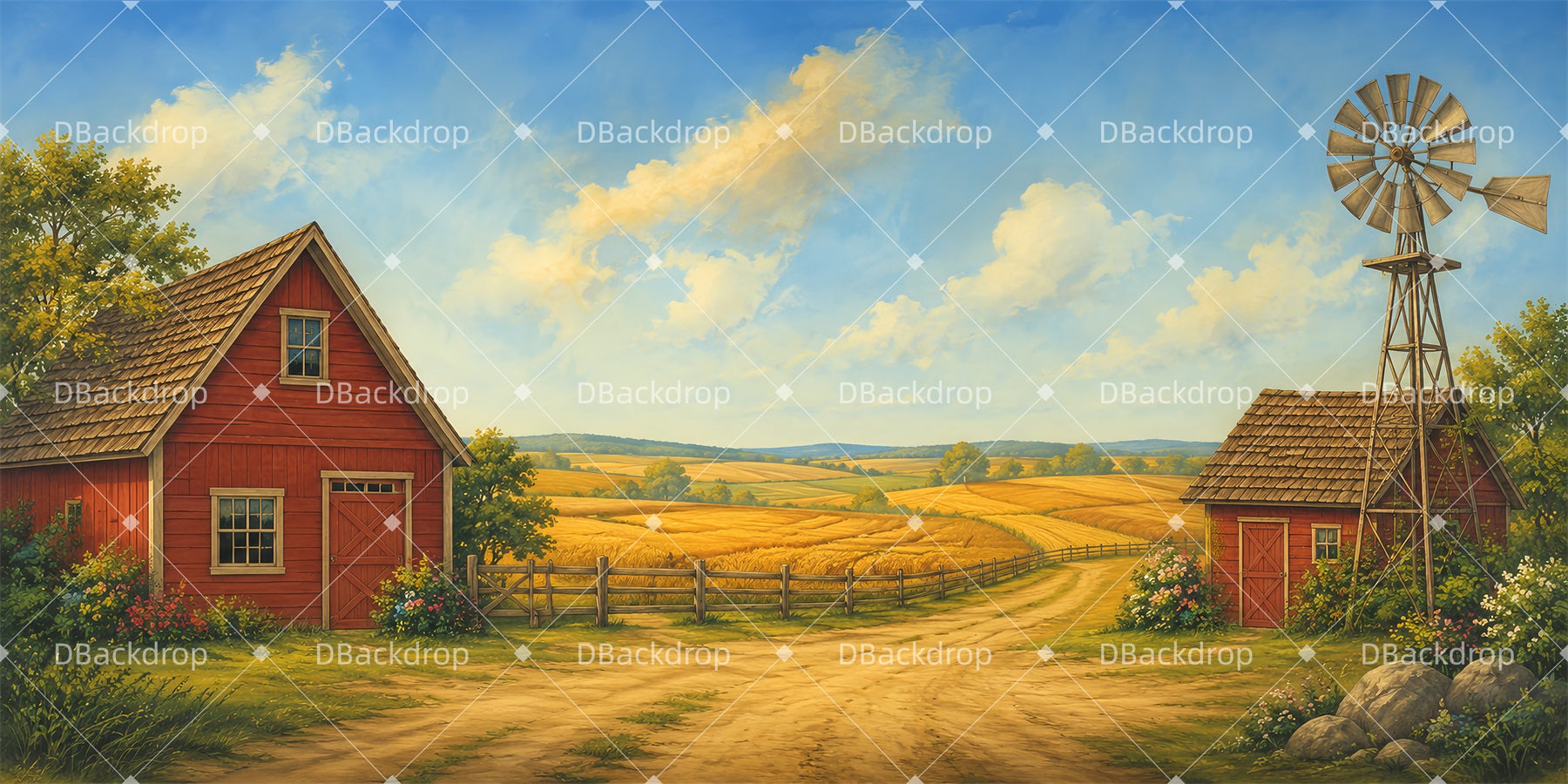 Theater Backdrop Golden Farm Fields Stage Backdrop Ideas LXX65-T91
