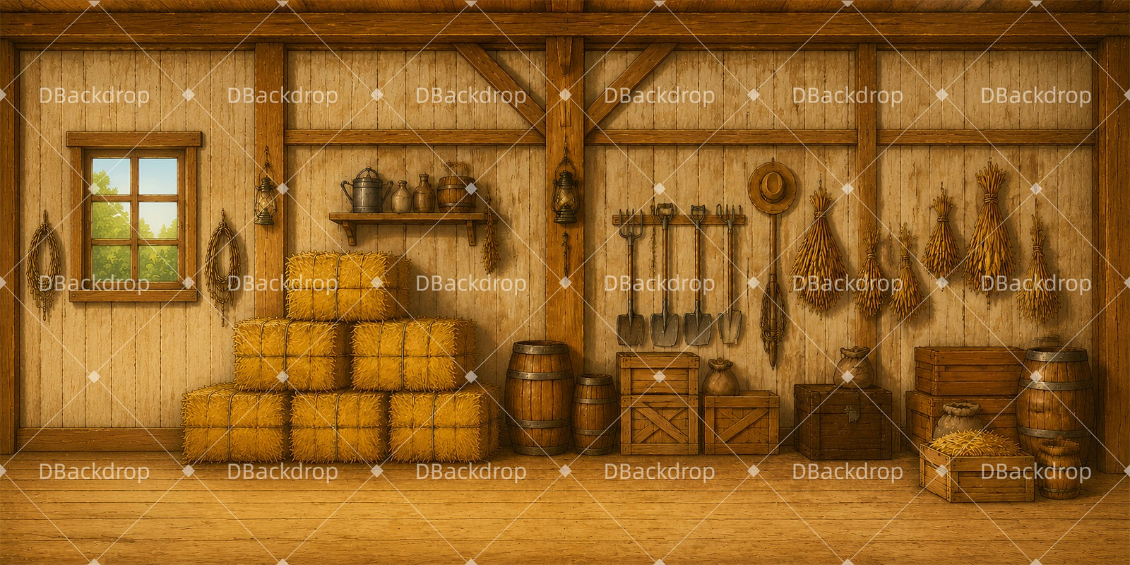 Large Stage Backdrops Country Barn Storage Theater Backdrop LXX65-T96