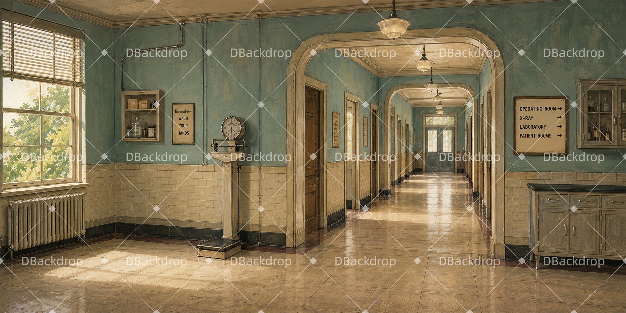 Backdrop Theater Hospital Corridor Stage Backdrop Ideas LXX66-T120