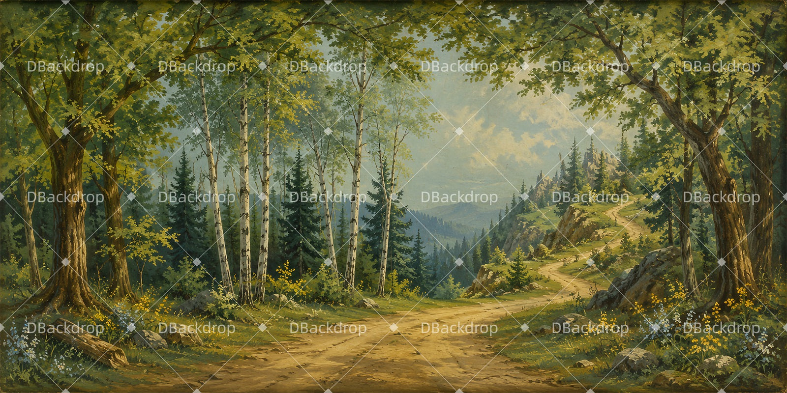 Performance Backdrop Woodland Path Scenery Backdrops For Theater LXX66-T129