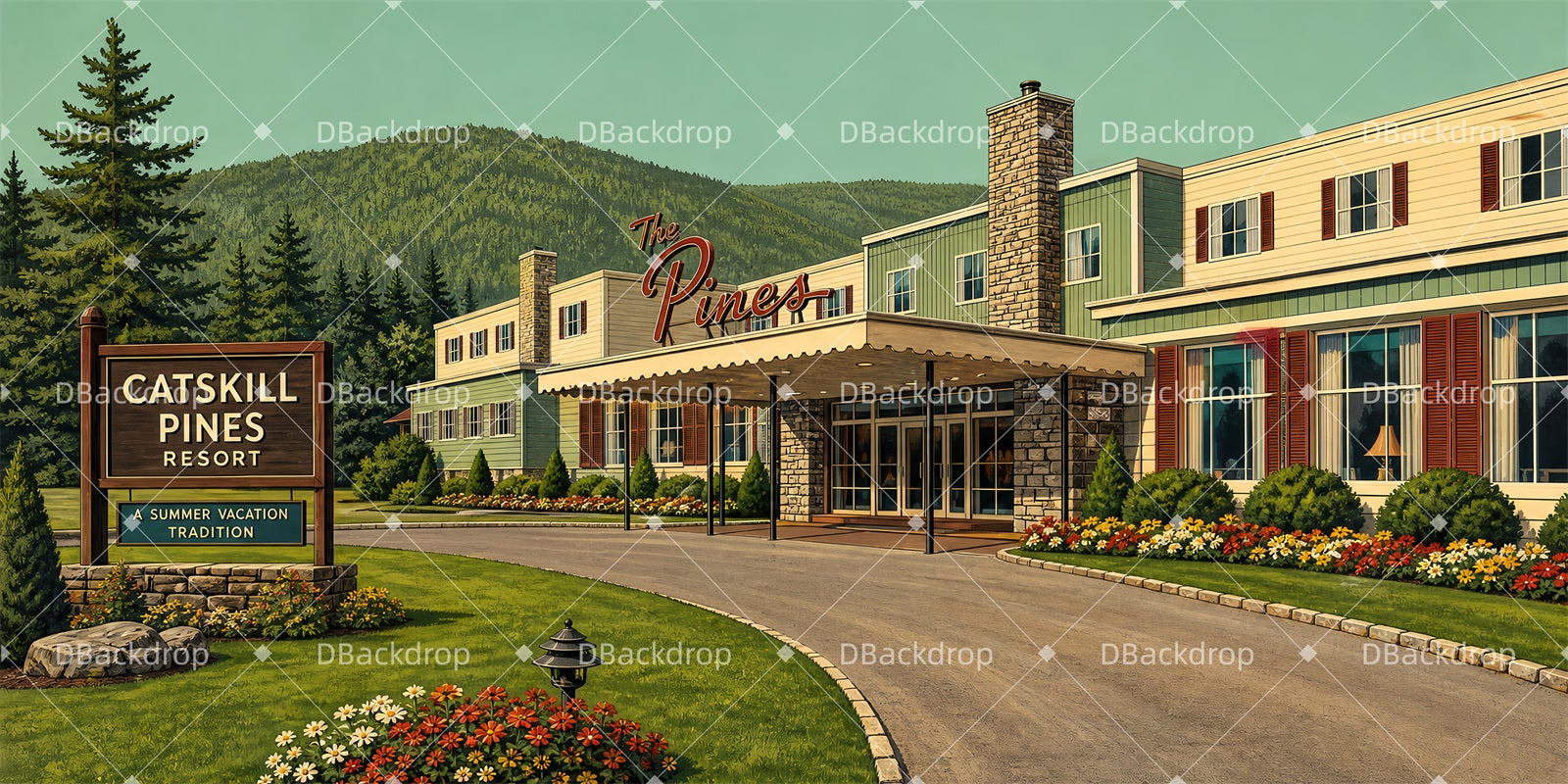 Backdrops For Theater Catskills Resort Exterior Stage Backdrops LXX66-T163