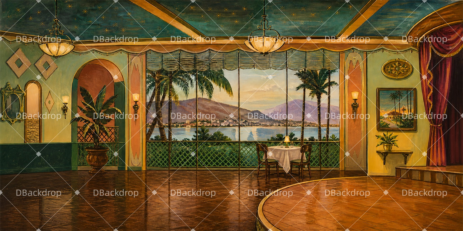 Performance Backdrop Resort Dining Room Theater Stage Backdrop LXX66-T168