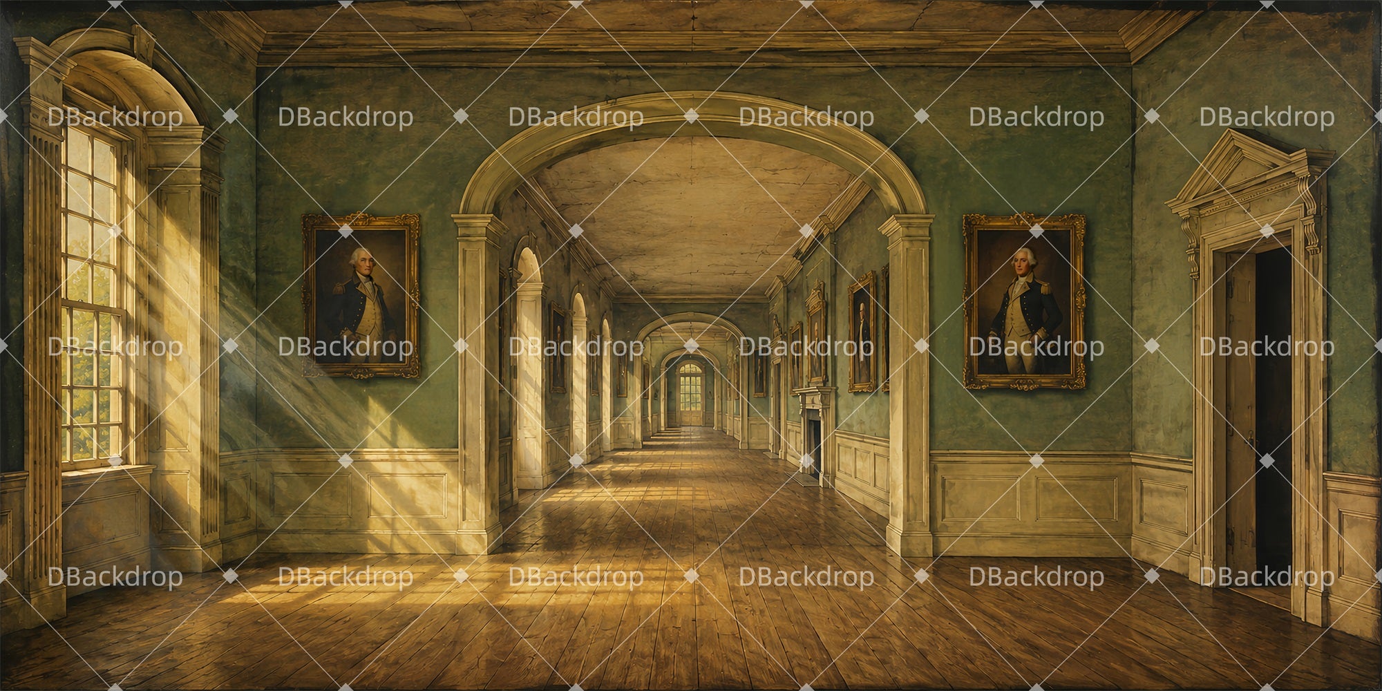 Stage Backdrop Colonial Hallway Backdrop For Theater Play LXX66-T45