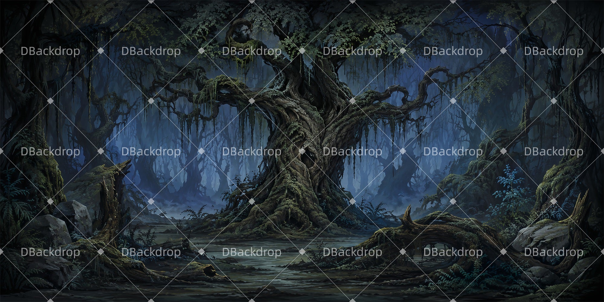 Forest Stage Backdrop Haunted Forest Scene Backdrop For Theater LXX66-T7
