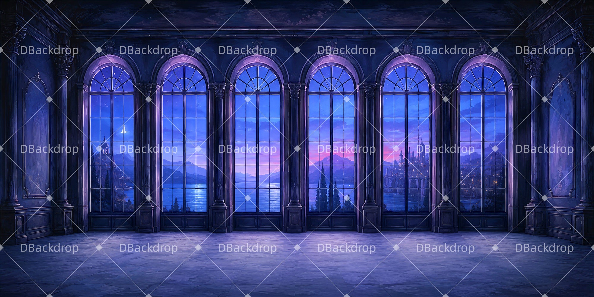 Movie Theater Backdrop Moonlit Palace School Play Backdrops LXX66-T97