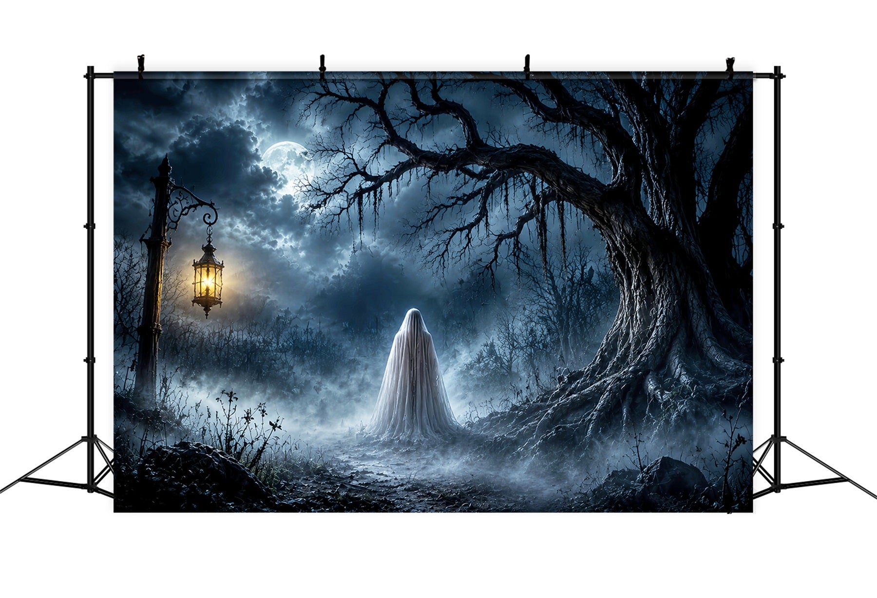 Halloween Backdrop Photo Haunted Forest Ghost Lantern Halloween Party Backdrop LXX67-10