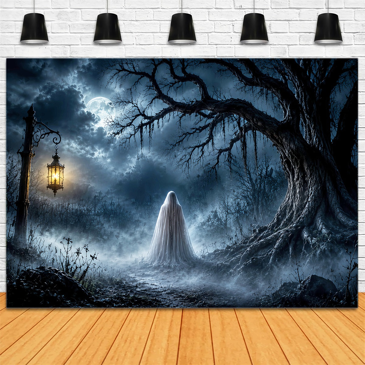Halloween Backdrop Photo Haunted Forest Ghost Lantern Halloween Party Backdrop LXX67-10