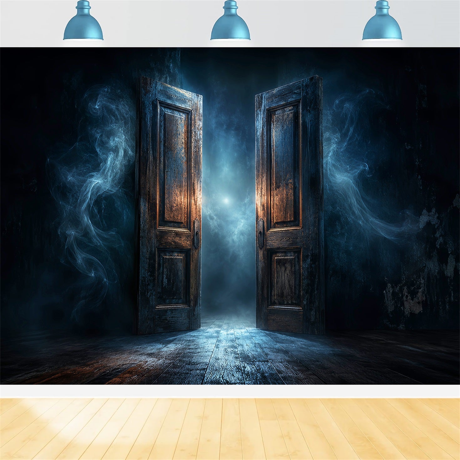 Scary Halloween Photo Backdrops Misty Open Haunted Door Happy Halloween Backdrop LXX67-104