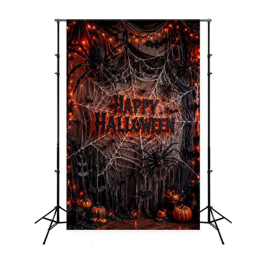 Halloween Theme Backdrop Giant Spider Web Drapes Halloween Backdrop For Photos LXX67-111