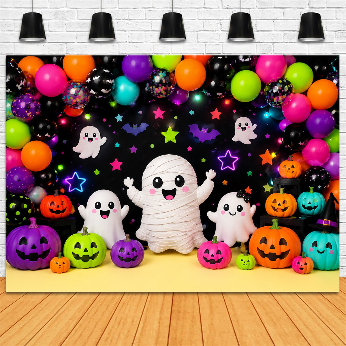 Halloween Picture Backdrops Colorful Ghost Mummy Party Halloween Birthday Backdrop LXX67-135