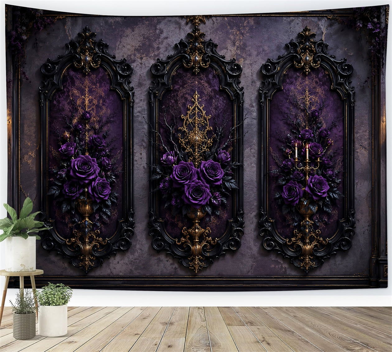 Halloween Backdrop Ideas DIY Purple Rose Gothic Panels Purple Halloween Backdrop LXX67-153