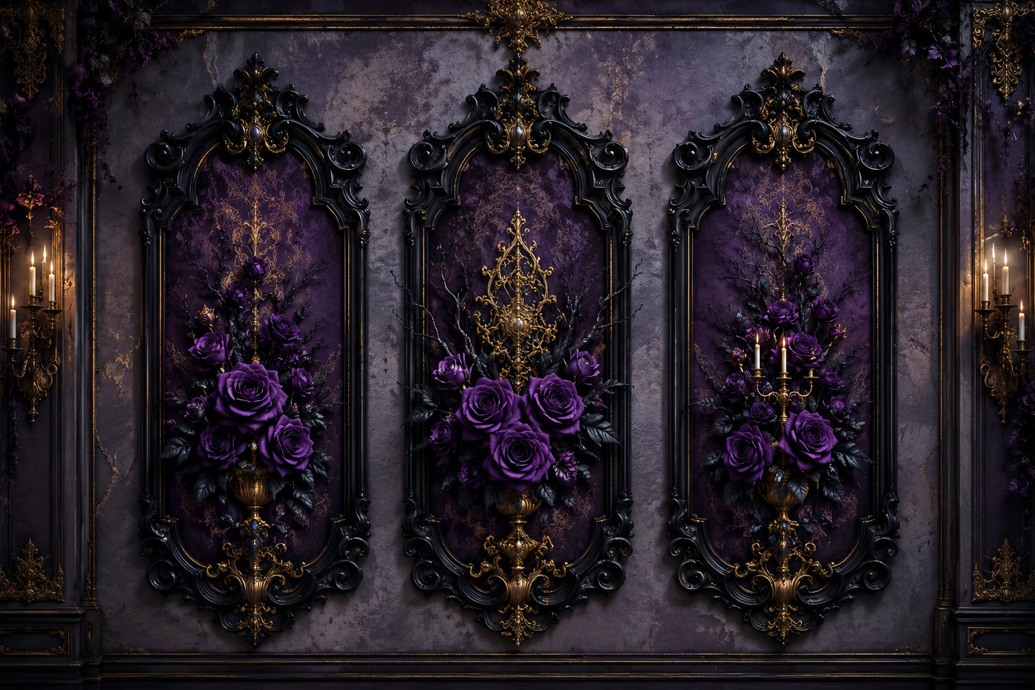 Halloween Backdrop Ideas DIY Purple Rose Gothic Panels Purple Halloween Backdrop LXX67-153