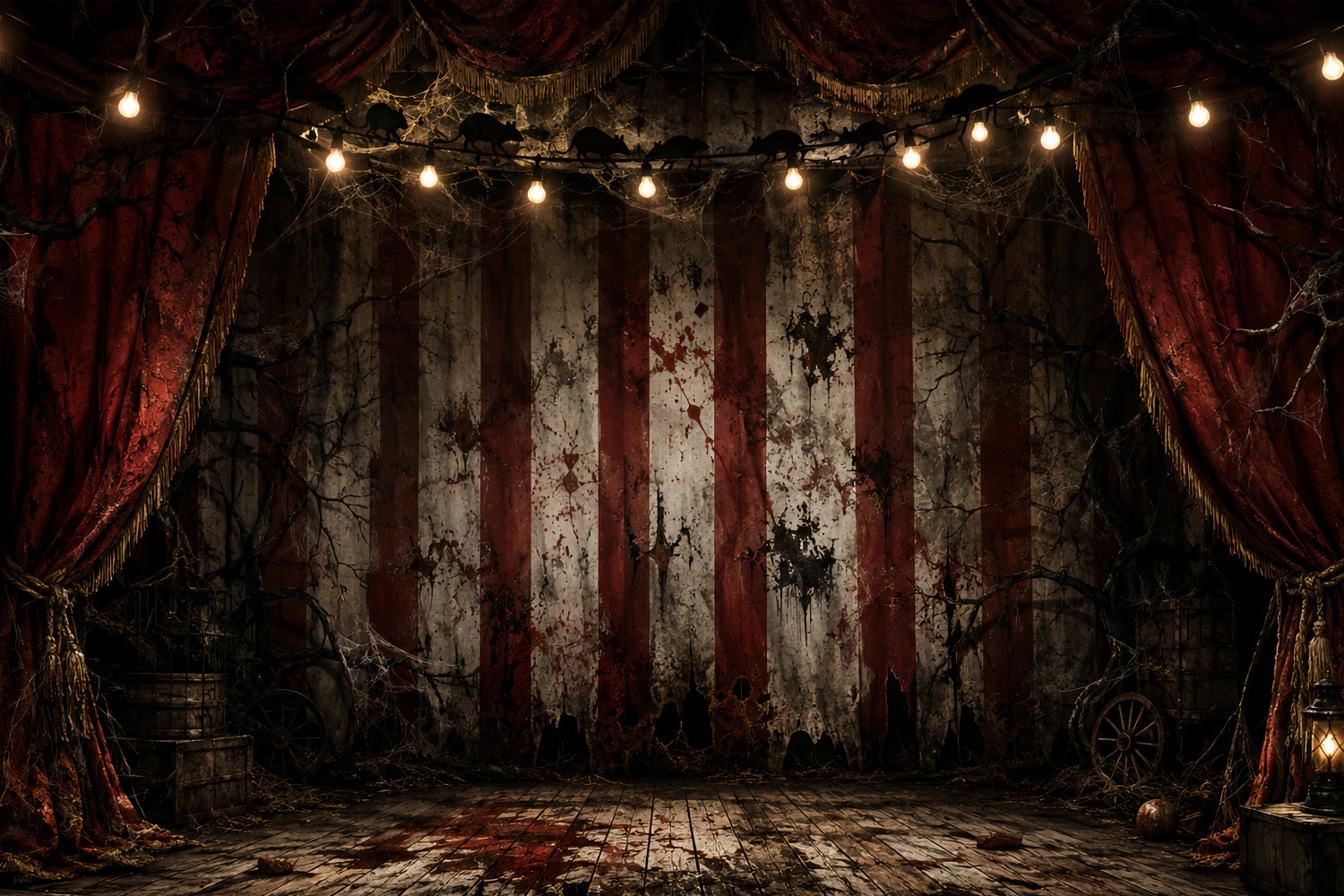 Halloween Clown Backdrop Bloody Circus Curtain Stage Halloween Fabric Backdrop LXX67-158