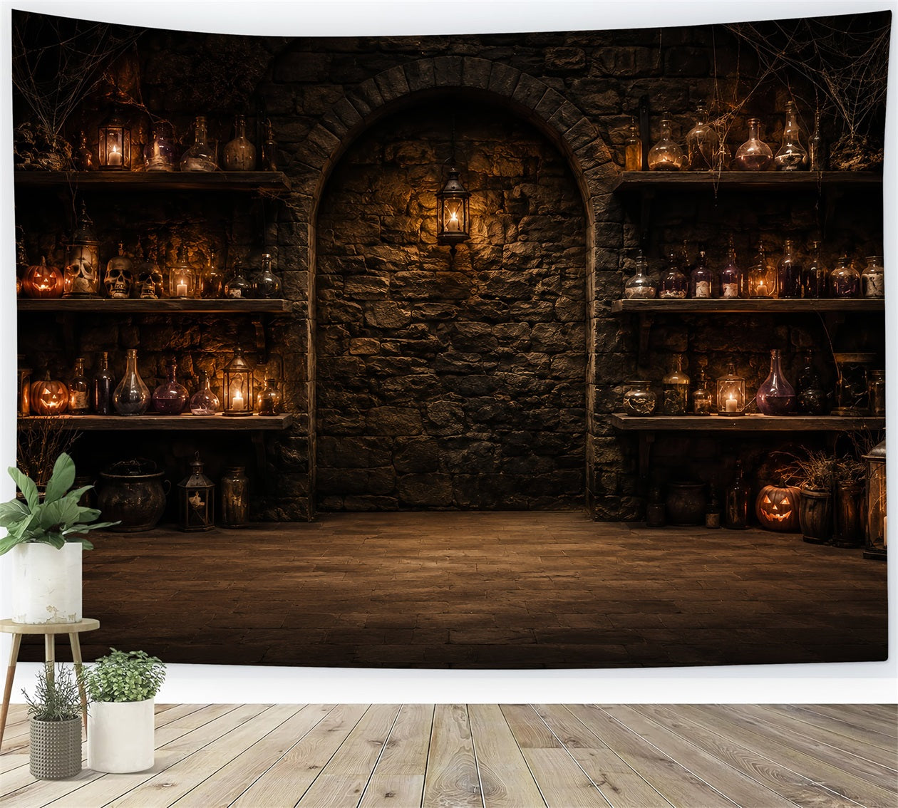 Halloween Backdrop Photos Potion Bottle Stone Cellar DIY Halloween Photo Backdrop LXX67-159