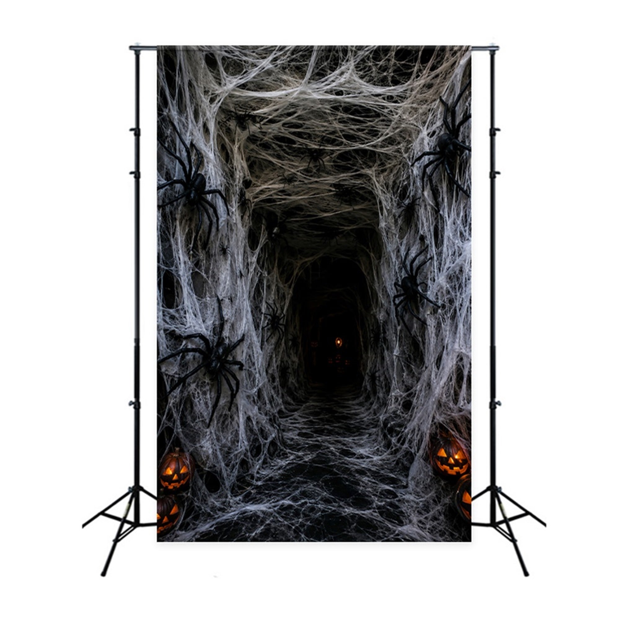 Fabric Halloween Backdrop Spiderweb Pumpkin Horror Tunnel Halloween Backdrop For Pictures LXX67-188