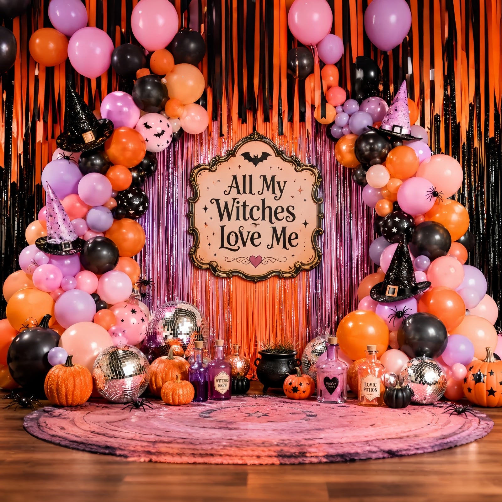 Halloween Backdrop Photo Booth Witchy Balloon Party Display Backdrops Halloween LXX67-193