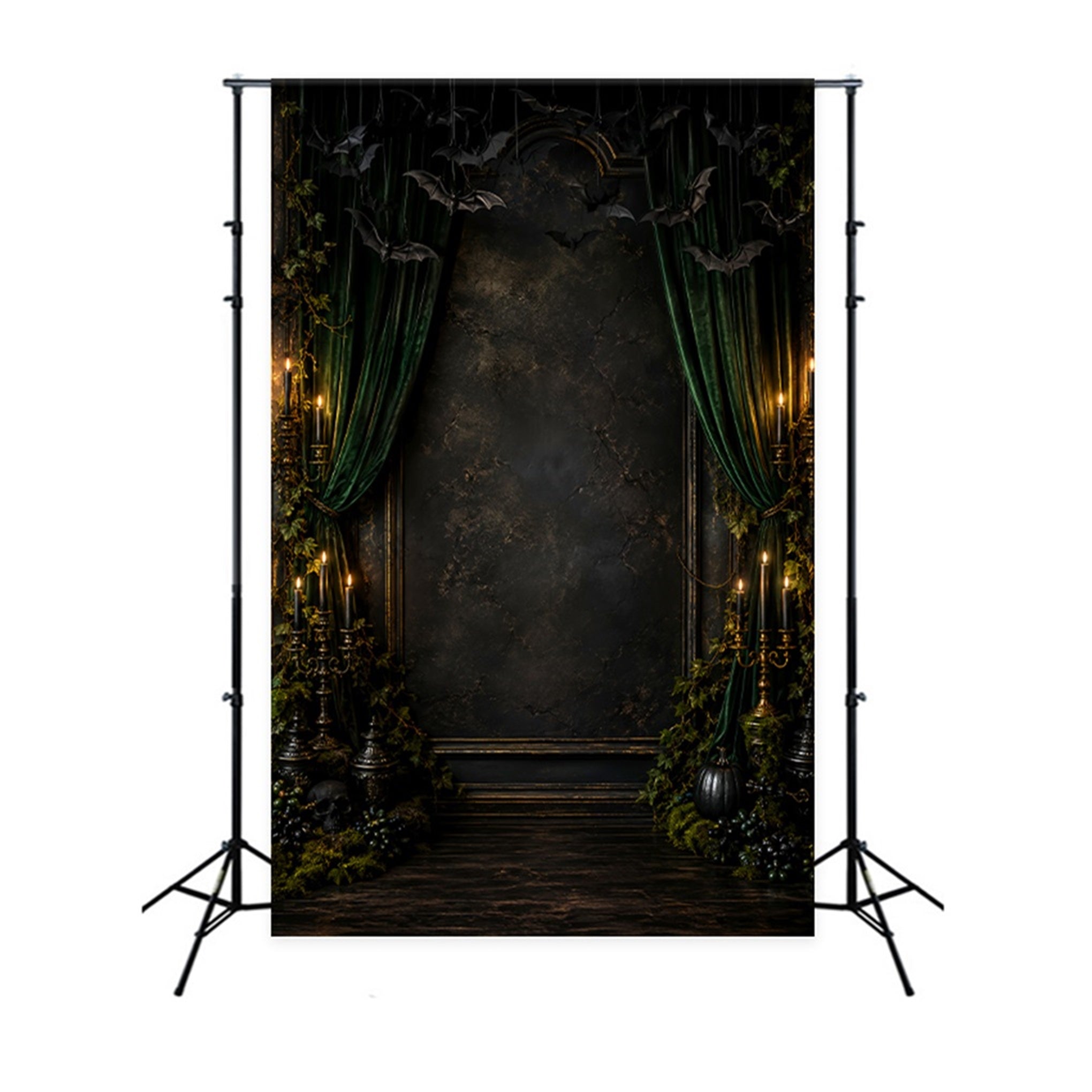 Halloween Scene Backdrop Emerald Bat Candle Chamber Backdrop For Halloween LXX67-205
