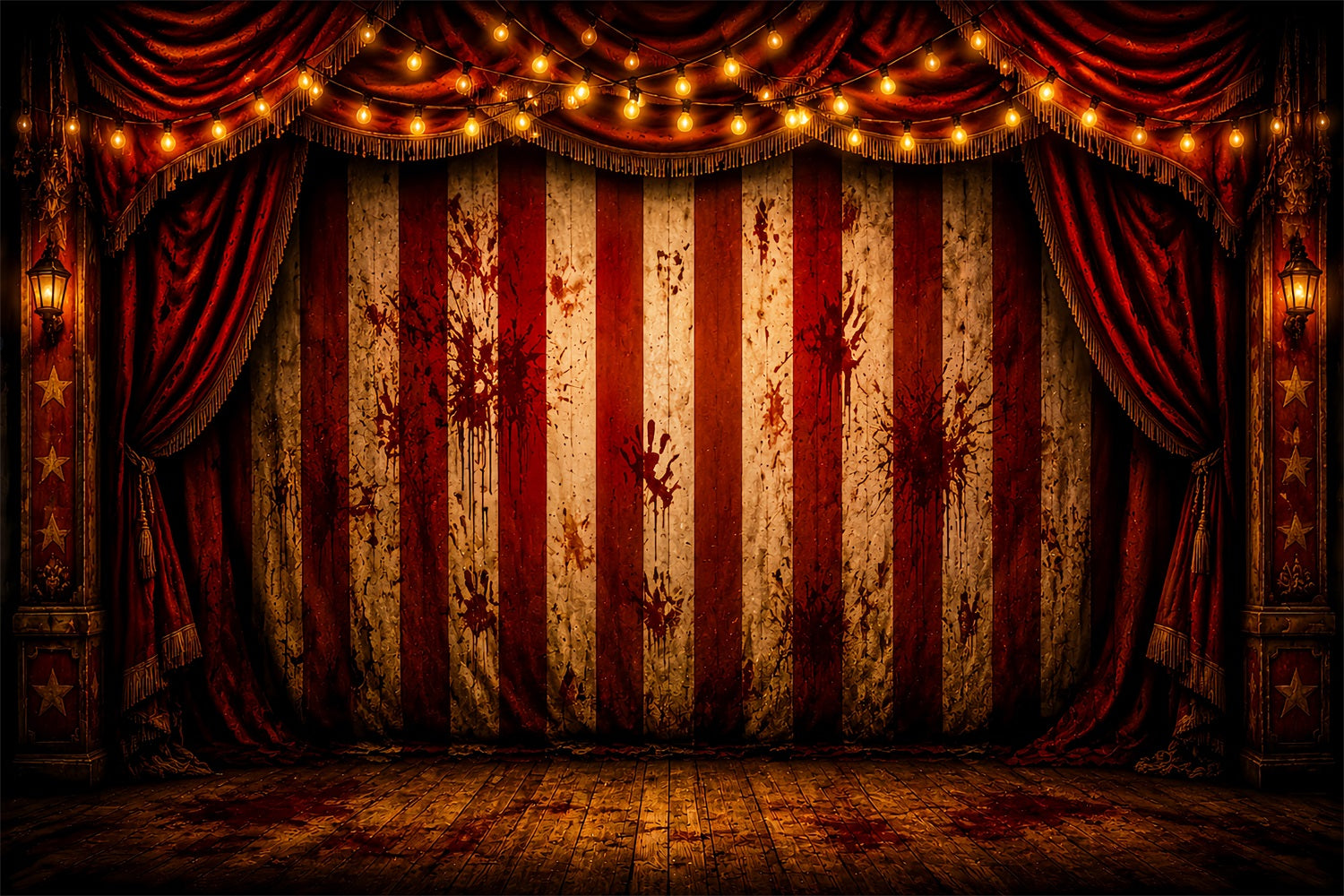Halloween Backdrop Outdoor Bloody Circus Curtain Stage Photo Backdrop Halloween LXX67-22