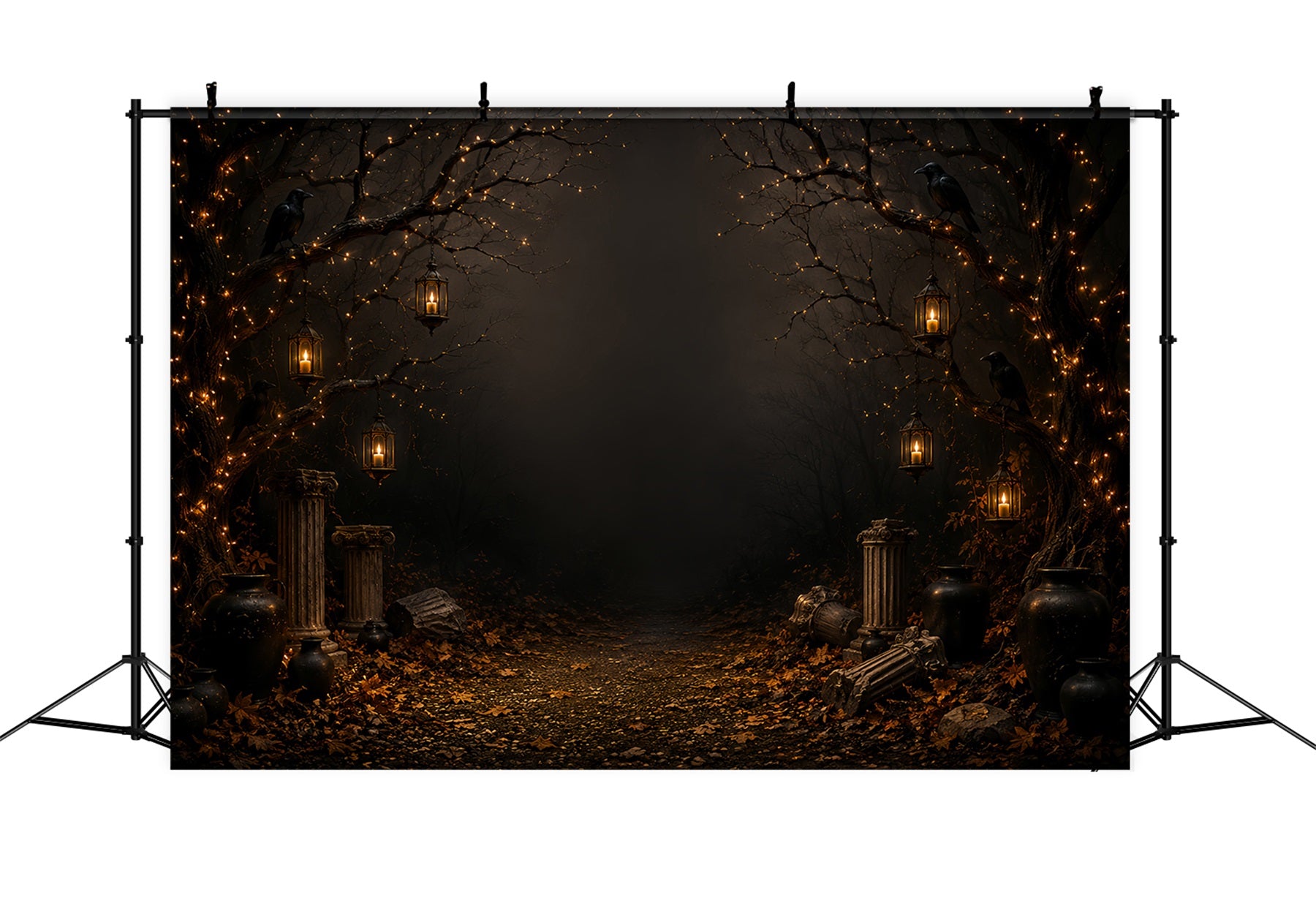 Ghost Backdrop Candlelit Raven Forest Path Gothic Photo Backdrop LXX67-221