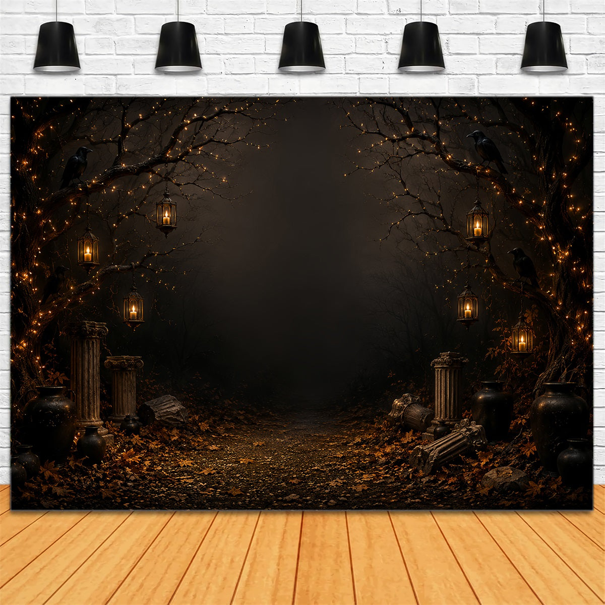 Ghost Backdrop Candlelit Raven Forest Path Gothic Photo Backdrop LXX67-221