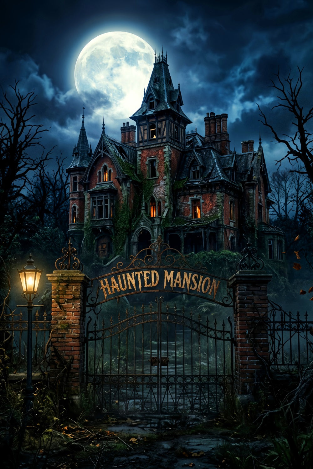 Skull Backdrop Moonlit Haunted Mansion Gate Disney Haunted Mansion Backdrop LXX67-242