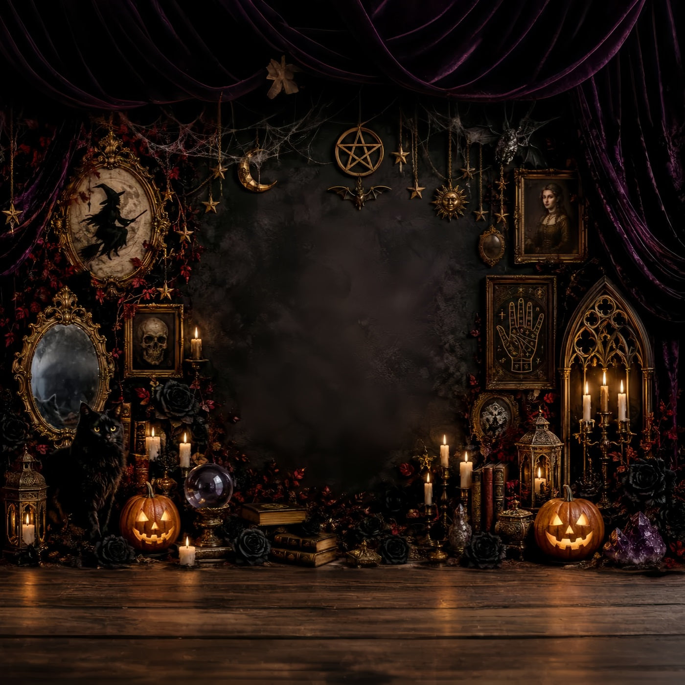 Witches Backdrop Gothic Occult Cat Altar Magic Backdrops LXX67-251