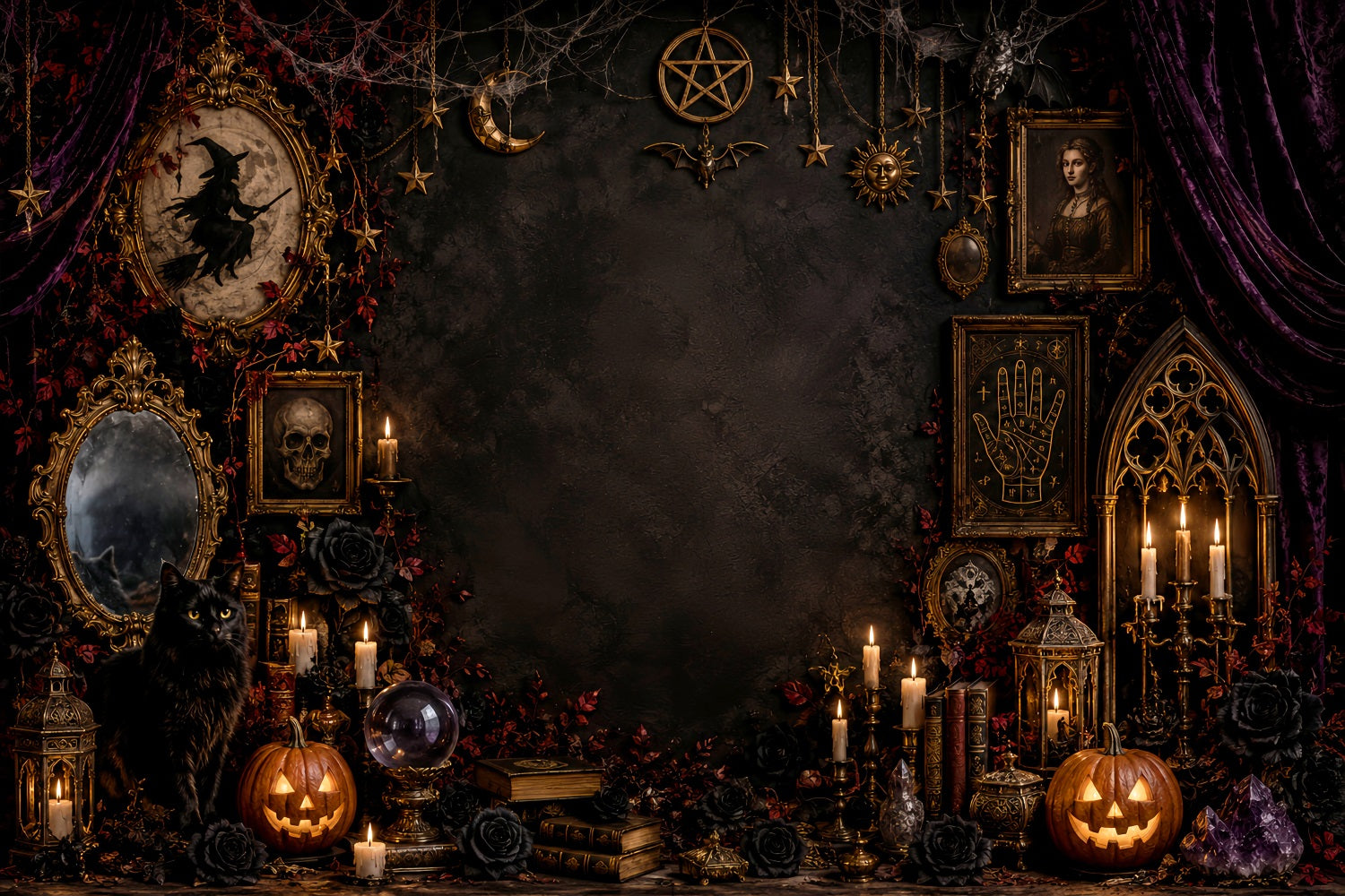 Witches Backdrop Gothic Occult Cat Altar Magic Backdrops LXX67-251