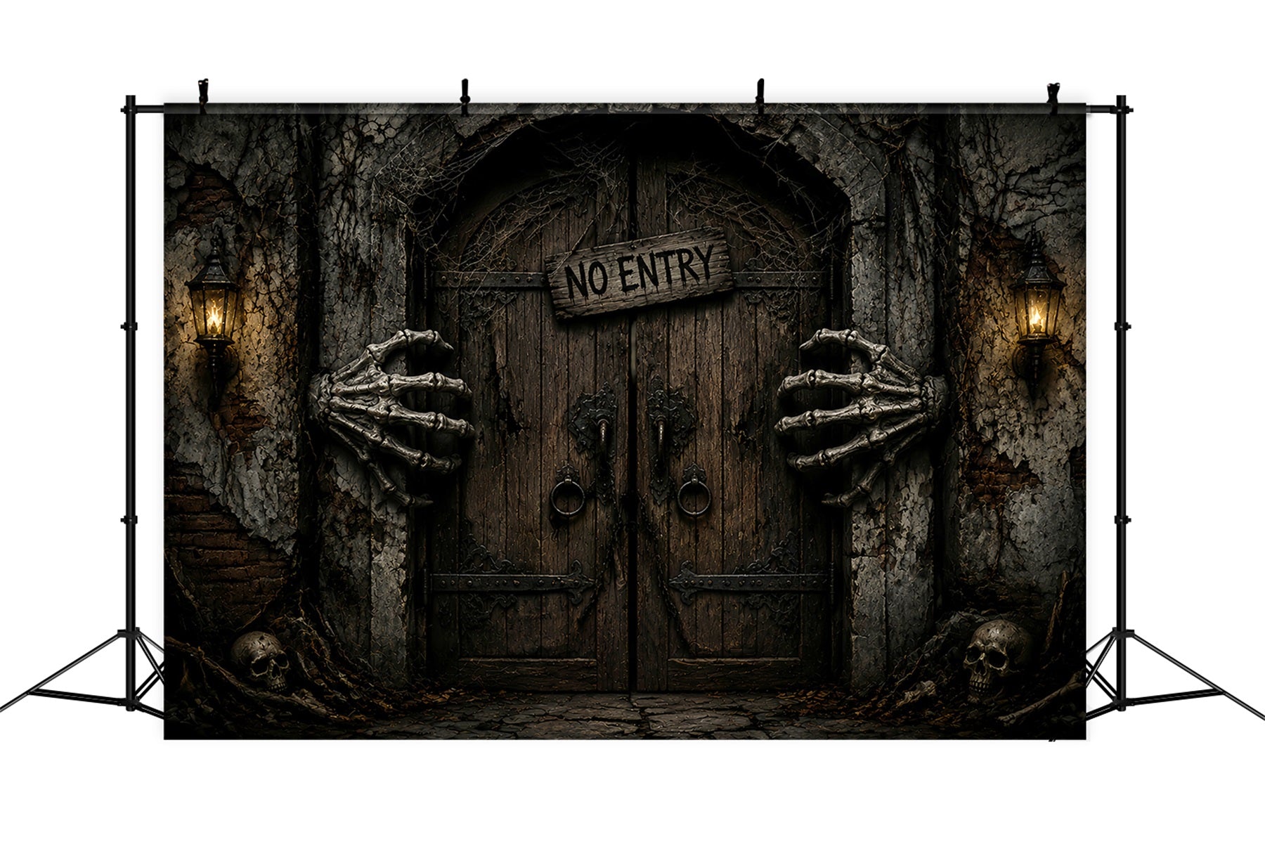 Halloween Garage Backdrop Skeletal Hands Forbidden Door Backdrops For Halloween LXX67-26