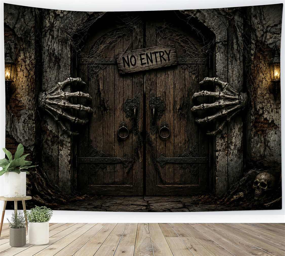 Halloween Garage Backdrop Skeletal Hands Forbidden Door Backdrops For Halloween LXX67-26