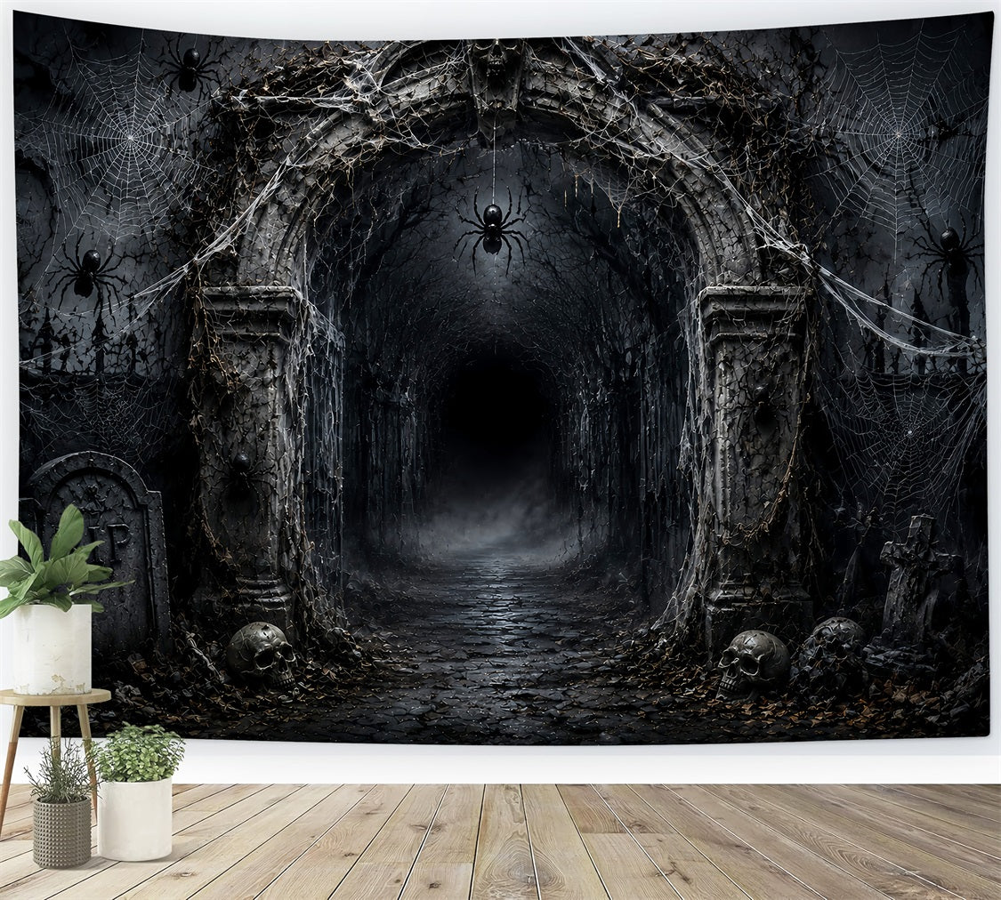 Halloween Balloon Backdrop Cobweb Graveyard Arch Spiders Halloween Themed Backdrop LXX67-32