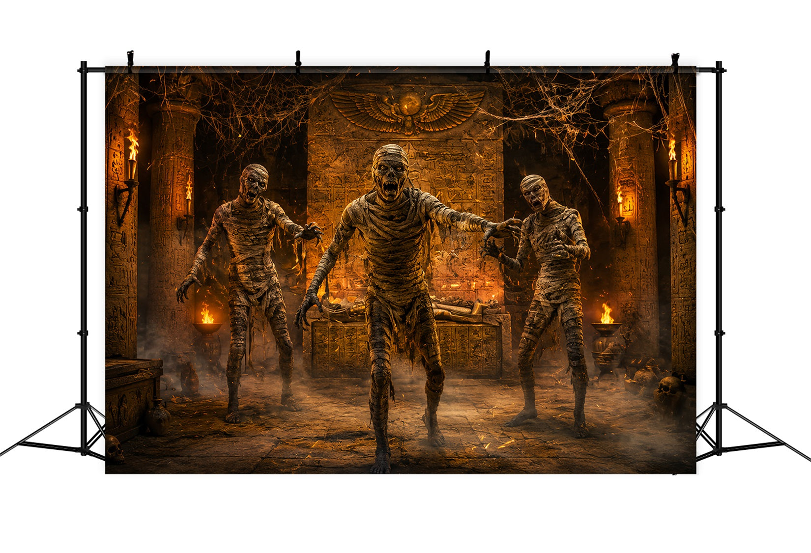 Halloween Theme Backdrop Fiery Tomb Mummy Attack Halloween Backdrop For Photos LXX67-4