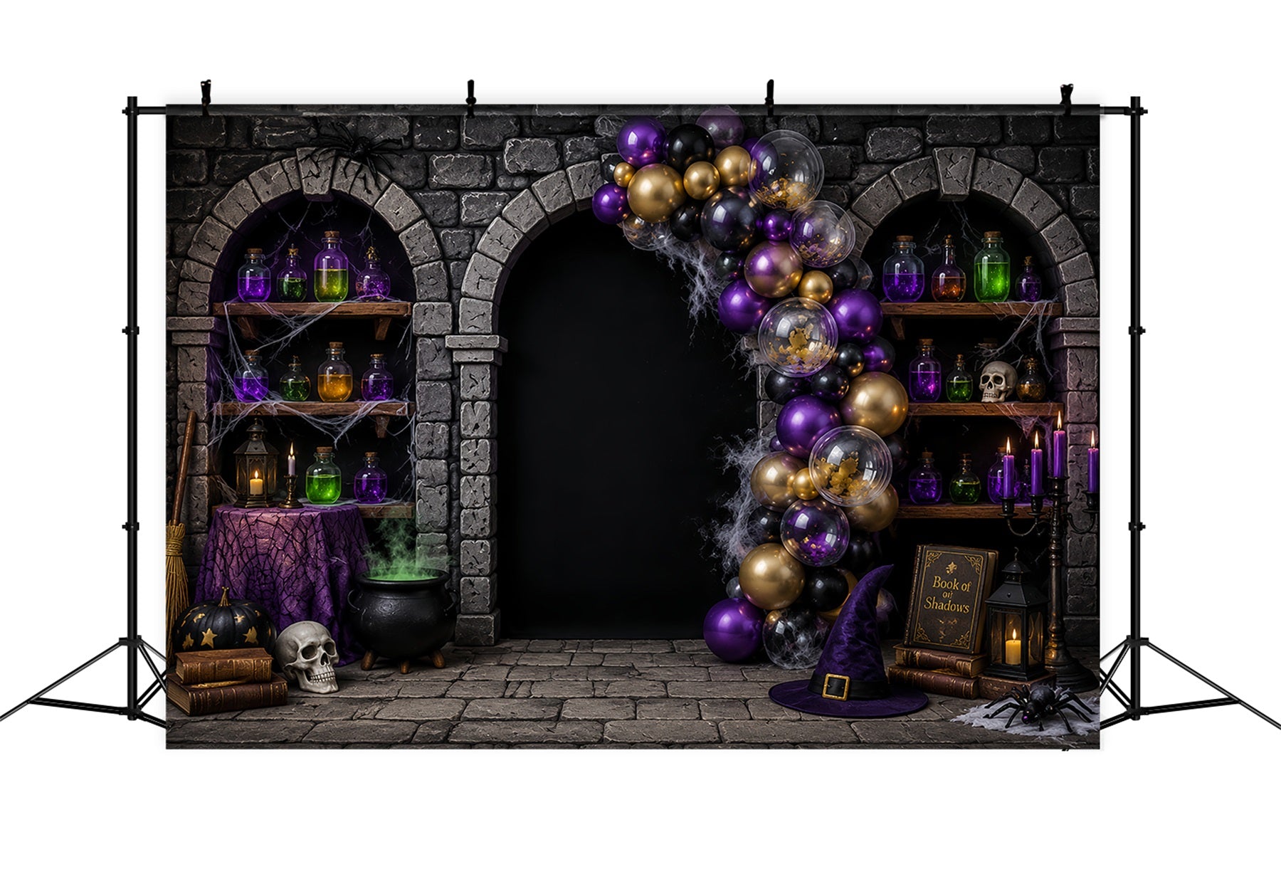 DIY Halloween Photo Booth Backdrop Witch Potion Balloon Arch 10x10 Halloween Backdrop LXX67-45