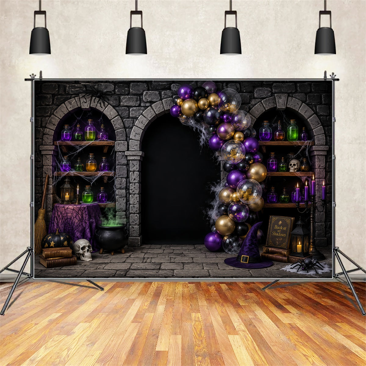 DIY Halloween Photo Booth Backdrop Witch Potion Balloon Arch 10x10 Halloween Backdrop LXX67-45