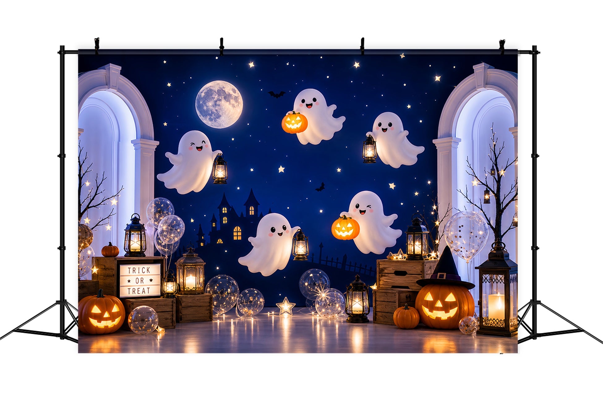 Halloween Themed Backdrops Ghosts Pumpkins Lantern Arches Halloween Backdrop Ideas LXX67-5