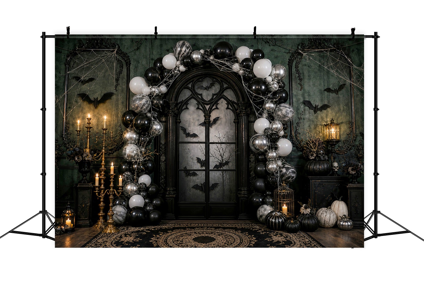 Halloween Party Backdrops Gothic Balloon Arch Candles Bats Halloween Photo Booth Backdrop LXX67-7