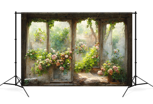 Vintage Oil Painting Flowers Fine Art Backdrop M-30