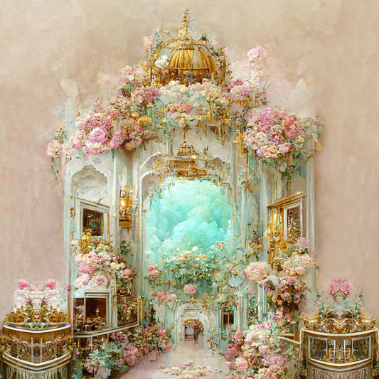 Oil Painting Palace Flower Photography Backdrop M-37