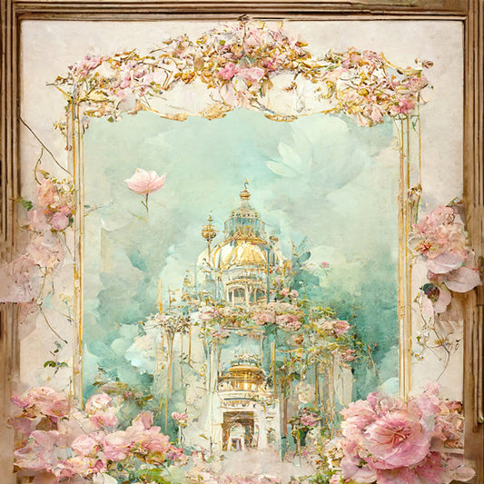 Flowers Palace Oil Painting Fine Art Backdrop M-38