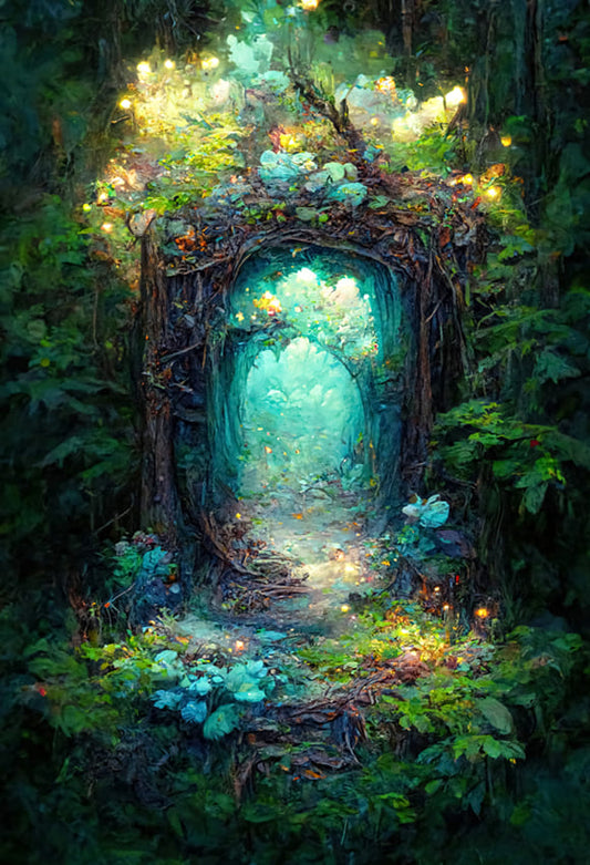 Mystic Forest Fairy Tale Door Photography Backdrop