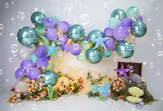 Undersea Plants Balloons Bubble Party Backdrop