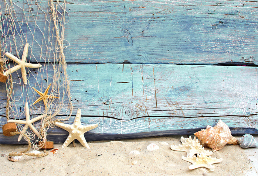 Fish Net Backdrop Starfish Shell Fishing Net Summer Backdrop M-89 – Dbackdrop