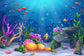 Underwater World Fish Corals Cartoon Backdrop