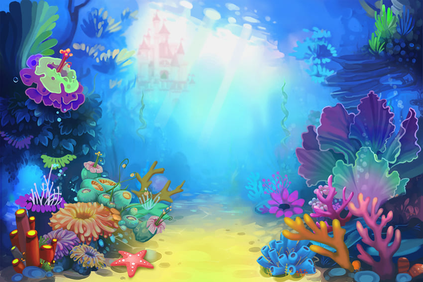 Undersea Plants Castle Photography Backdrop