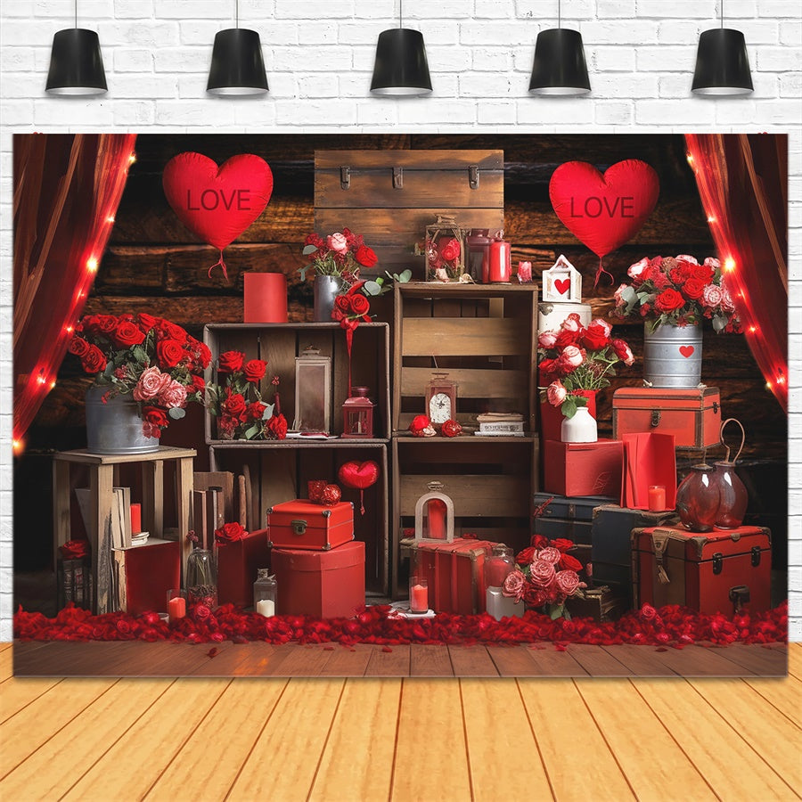 Aperturee Black Rose Gold Love Valentines Day Room Set Backdrop