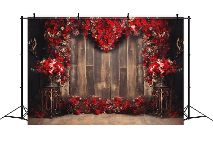 Valentine's Day Red Rose Love Wall Backdrop M1-03 – Dbackdrop