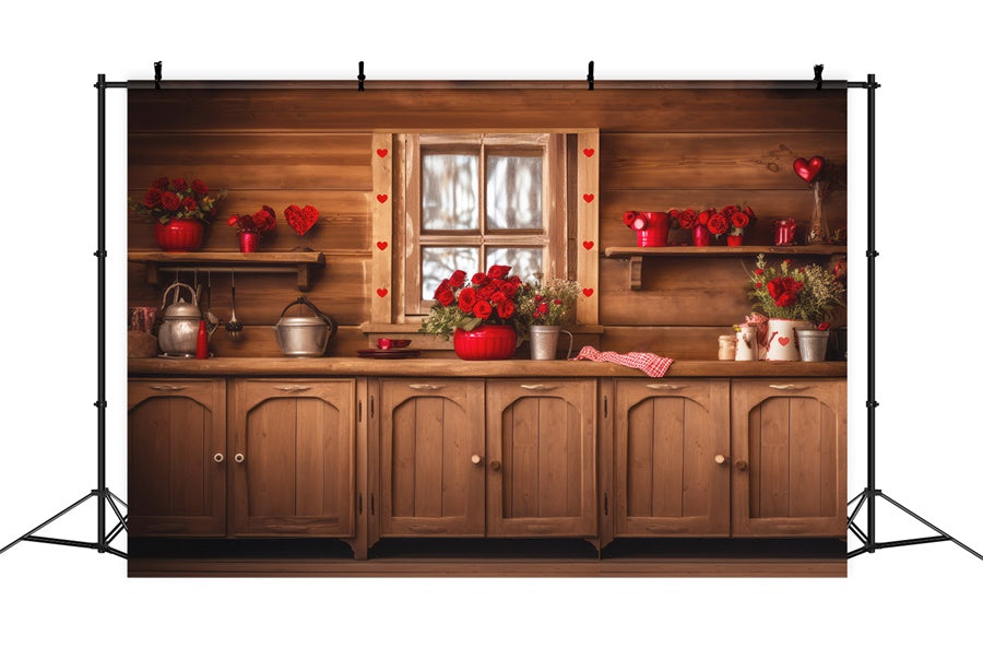 Kitchen Photo Box Backdrop Valentine's Day Flower Kitchen Backdrop M1-04 – Dbackdrop