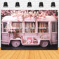 Pink Flower Cart Mobile Library Backdrop M1-06