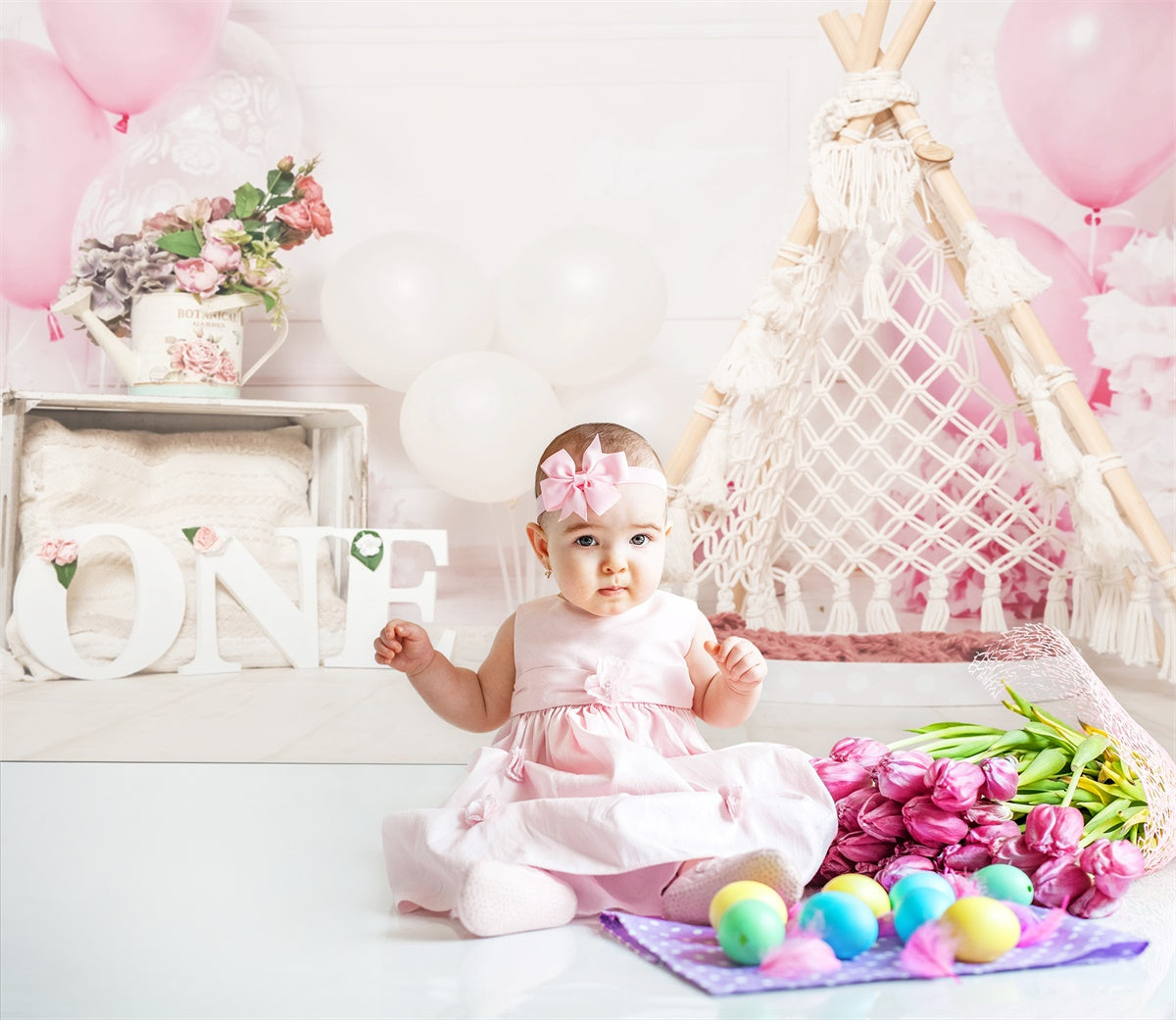 Happy Birthday Balloon Rope Weaving Tent Romantic Backdrop M1-27 ...
