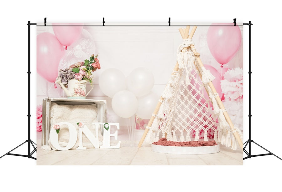 Happy Birthday Balloon Rope Weaving Tent Romantic Backdrop M1-27